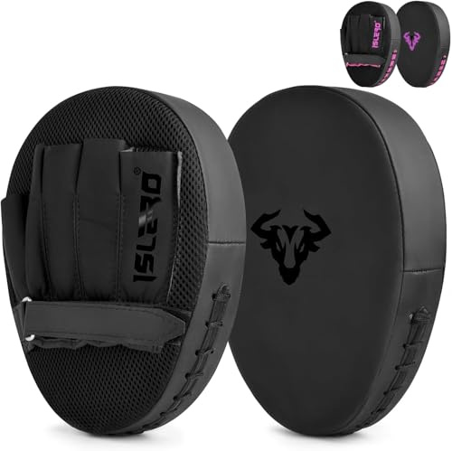 Islero Boxing Pads Men focus Mitts Punching Women MMA Muay Thai Martial Arts KickBoxing Hook and jab Hand Target Strike Shield Training Pads