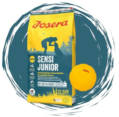 Josera - Hundefutter - Josera Exclusive SensiJunior - Hochverdauliches Aufzuchtfutter für Hunde - Trockenfutter 12,5 KG + Goodie Frisbee