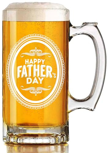 EKAM Personalised Engraved Beer Mug for Dad – Gift for Dad – Custom Name Beer Mug – Engraved Mug Gift on Father’s Day Happy Father’s Day Present for Father (Design 02)