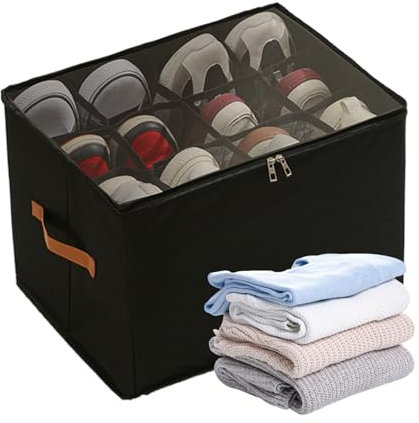 Organizzatore per scarpe per armadio - contenitore impilabile, custodia pieghevole | Cestino del divisore trasparente con manico per la sala da letto Dormi di calzature in entrata Sneaker Sneaker tacc