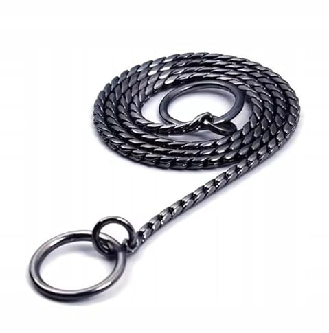 PetMix - Kettenhalsband Hund 4mm Zugstopp 50cm - Hundehalsband Silberne Hundetrainingshalsung - Trainingshalsband Hund - Robuste Metall-Kette - Effektive Kontrolle (Schwarz, 5mm*60 cm)