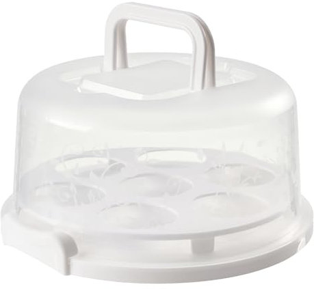 HERCHR Porta tartas con tapa y asa, 7 ranuras redondas con tapa transparente, recipientes multiusos para cupcakes, contenedor portátil para tartas de queso