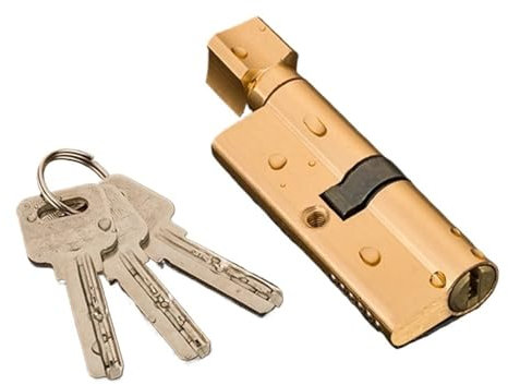 IZHAOGJING Schließzylinder, Zylinderschloss Türzylinder, vorgespanntes Schloss, AB-Schlüssel, Diebstahlschutz, Messing-Türschloss, verlängerter Kern, verlängerte Schlüssel(Gold)