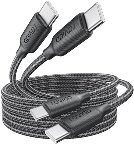 RAVIAD Câble USB C vers USB C [2M/Lot de 2 ]100W PD3.0 5A Cable USBC Charge | Rapide QC3.0 Chargeur USB Type C pour iPhone 16/15 Plus Pro Max Galaxy S24 S23 MacBook Pro Pad Pro Tablet