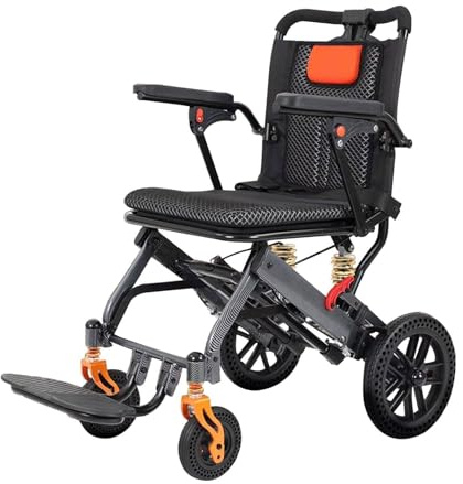 Silla de ruedas de transporte plegable y ligera for adultos, portátil, de aluminio, for viajes y uso diario, capacidad de 220 lb.(25.4cm/10in)