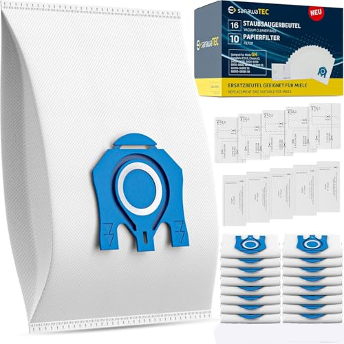 16x Staubsaugerbeutel für Miele Staubsauger kompatibel mit Miele GN Serie S8340 S2 S4 S5 S6 S8, Complete C2 C3 Classic C1 Ersatz für 9917730 12281680 inkl. 5 Motorfilter & 5 Abluftfilter