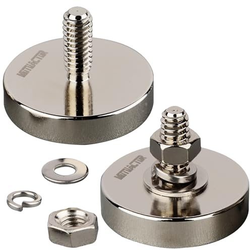 MUTUACTOR 4PCS Super leistungsstarker runder Becher Magnet mit 1/4 ''-20 männlichen Gewindebolzen,42KG vertikaler Zugkraft nicht zerstörender Neodymmagnet für Beleuchtungskamera und DIY-Halter