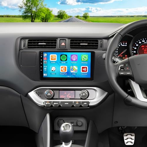 2 Din Android 14 Car Stereo for Kia Rio 2012-2014 with Carplay Android Auto | 2+32GB 9 inch Touchscreen Display Radio Multimedia Player Head Unit with GPS Navigation Bluetooth SWC DSP Mirror Link DAB DVR
