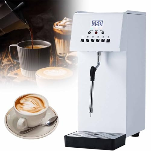 Montalatte, 2500 W commerciale, bollitore per acqua in acciaio inox 304 da 6 l, macchina per bollire l'acqua a vapore elettrica, macchina per schiumare il latte con display a LED, impermeabi
