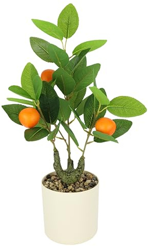 Künstlicher Orangenbaum mit Früchten im Topf 40cm Kunstpflanze Kunstbaum Baum Zitrusbaum Deko Dekobaum Früchtebaum Kunstpflanze Zimmerpflanze Mini Zierbäumchen für Wohnzimmer Büro Küche pflegeleicht