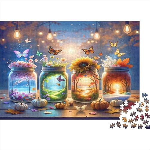 Glass Jar Flowers Jigsaw Puzzle for Adults 1000 Piece Jigsaw Puzzle Paper Puzzle Night Light Scene Mindful Home Decor 52x38cm/1000pcs