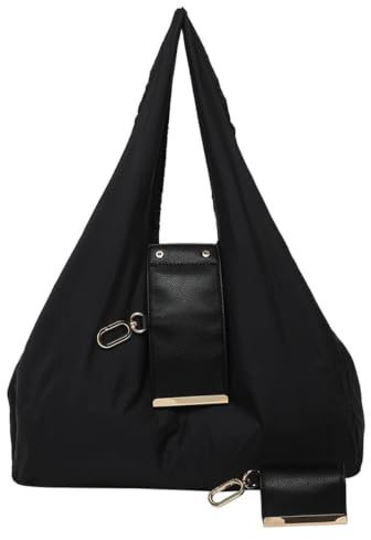 Foldable Keychain Tote Bag with Leather Pouch, Expandable Reusable Grocery Bag