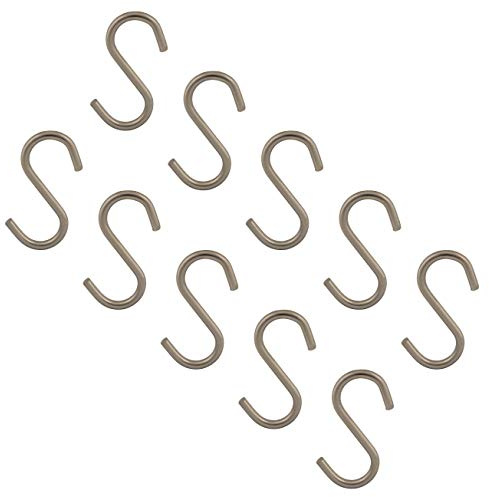 Gedotec Universal S-Haken Metall Kleiderhaken für Küchen-Utensilien - Tücher - Kleidung | Metall-Haken für Kleider-Schrank | Edelstahl-Optik | für 16 mm Rohr-Ø | 10 Stück - Aufhängung für Relingstange
