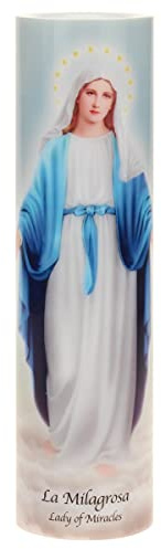 Stonebriar Lady of Miracles - Candela a LED senza fiamma, per preghiera devozionale, con timer automatico