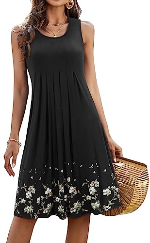 KILIG Summer Dresses for Women UK Casual Sundress Ladies Sleeveless Tank Dress Midi Floral Beach Cover Ups