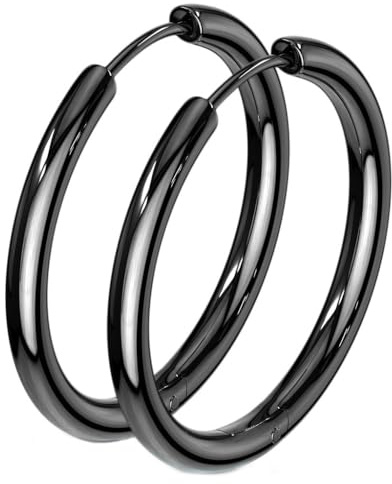 viva-adorno 1 Paar Klappcreolen Hoop Ohrringe Edelstahl Creolen ER96