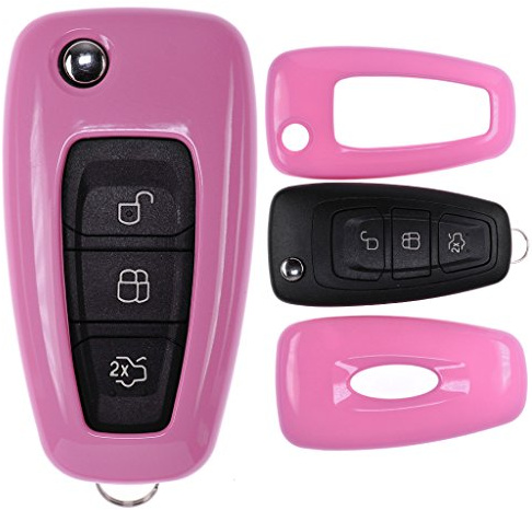 Klapp Schlüssel Cover Hülle für Ford Mondeo S-Max Focus Fiesta Transit/Farbe: Pink