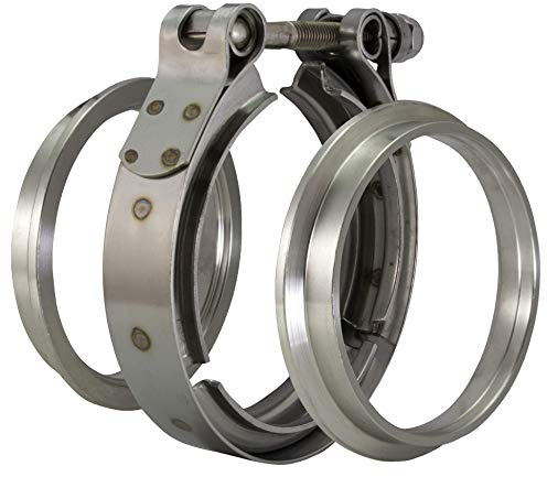 Edelstahl V-Band Schelle 70mm / 2,75 Zoll selbstzentrierend mit Anschweißringe