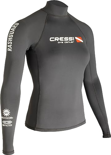 Cressi Rash Guard Lady Long SL Black Dive Center - T-Shirt de Protection pour Femmes à Manches Longues Protection UV élevée (UPF) 50+