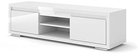 Homlando Meuble TV bas Nordic Bianco III - Blanc laqué brillant