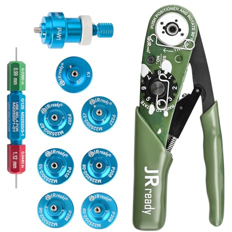 JRready Four indent Crimp Tool Kit ST2060: YJQ-W1A Crimper+Seven Positioners+G125 Go-NoGo Gage for wire/cable contact/pin/socket/terminal Crimping in Connector