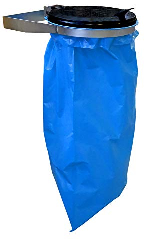 QUICK STAR Supporto a Parete per Sacco della Spazzatura con Coperchio | Porta Sacco in Metallo 120 litri | Supporto Robusto in acciaio | Portasacco Giallo 120L | Contenitore per Rifiuti