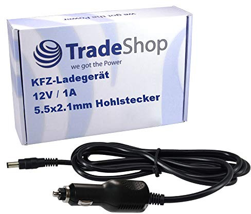 Trade-Shop Zigarettenanzünder Adapter Netzteil Ladegerät Ladekabel Universal 12V 1A mit 5.5x2.1mm Hohlstecker für Monitore, Fernseher, DVD Player, usw.