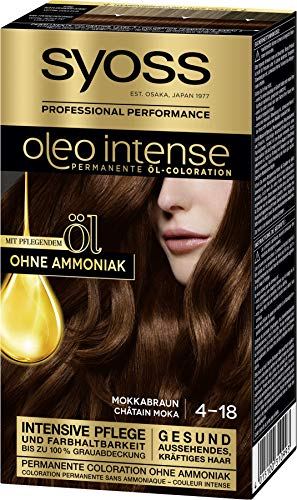 SYOSS Oleo Intense Permanent Oil Colouration 4-18 Mocha Brown with Nourishing Oil and Ammonia Free Pack of 3 x 115 ml