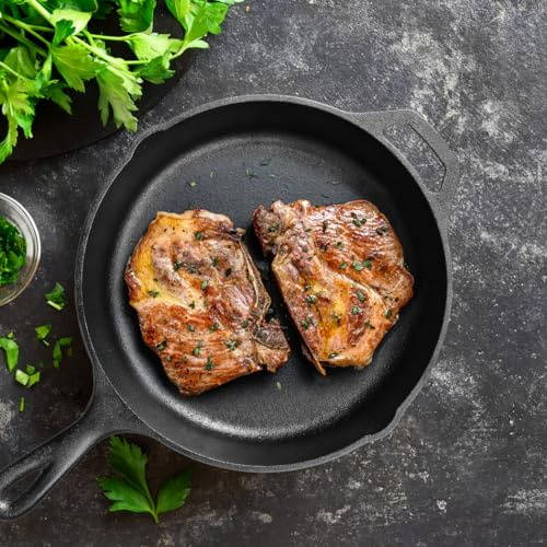 TOQUE Non Stick Frying Pan Set, 30cm Cast Iron Pan, Steak Skillet BBQ Induction Cookware Frypan, Kitchen Dinner Round BBQ Grill Cookware