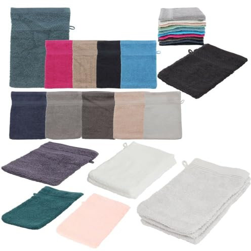 Northam Juego de 10 manoplas de baño, 16 x 21 cm, algodón de rizo, color crema