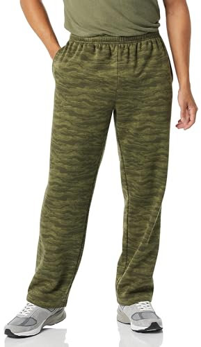 Amazon Essentials Men's Fleece Open Bottom Sweatpant (Available in Big and Tall), Military Green Abstract Camo, L