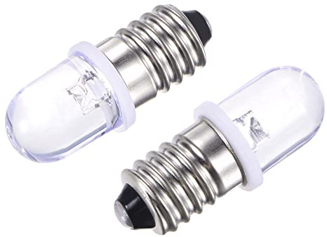 sourcing map E10 Screw Base LED Bulb DC 3V 0.25W Round Top Mini Spot Light with Storage Box, Warm White Pack of 10