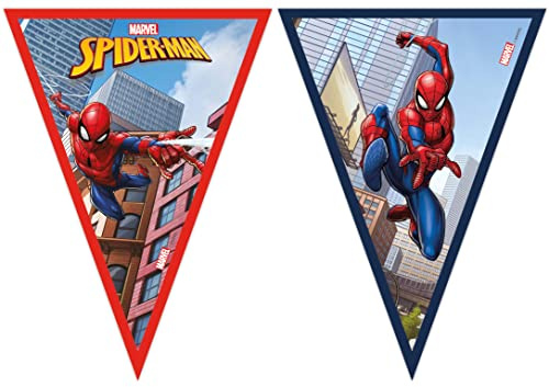 Procos 93867 - Flaggenbanner Spiderman Crime Fighter, FSC, Hängedekoration, Girlande, Geburtstag, Mottoparty | FSC, Hängedekoration, Girlande, Geburtstag, Mottoparty