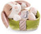 NICI Soft Toy Sleeping Pets Bunny cappuccino in green basket 12cm