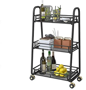 AUNEVN Bewegliche Trolleys 3 Tier Metall Rolling Storage Cark Organizer Utility Cart Mit Rädern Für Badezimmer Wohnzimmer Mobile Regale Einheit Veranstalter/B