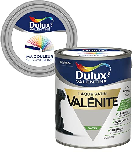Ma Couleur Sur-mesure par Dulux Valentine – Peinture Laque Glycéro - Grande résistance pour boiseries et ferronneries - Satin Béton Gris 2 L