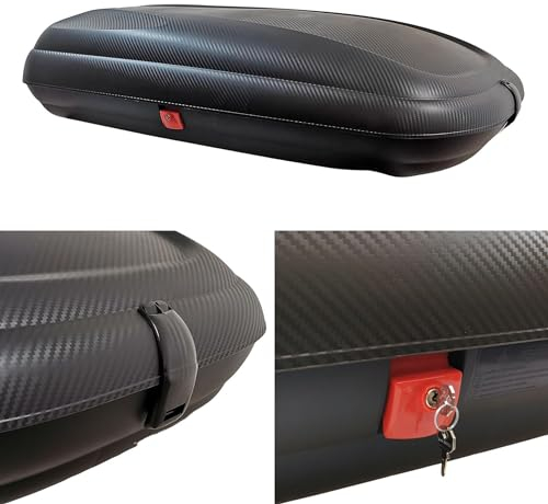 Dachbox VDP-BA400 - Dachkoffer mit 400 Liter Volumen - Autokoffer im Carbonlook - abschließbar Dank Zentralverriegelung - Dachkoffer für Dachgepäckträger