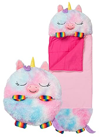 Happy Nappers Unisex Jugend Kids Sleeping Bag Schlafsack, Regenbogen-Einhorn, Medium 3-6yrs