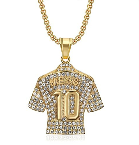 Fußball Trikot 10 Anhänger, nummer 10 Halskette für Herren, funkelnder Sport-Charme Schmuck, Felsen Nummer 10 Fußballspieler Anhänger