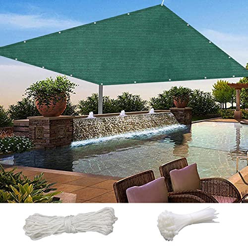 Voile D'ombrage Rectangulaire 3 x 6 m Filet D'ombrage, Bache Ombrage, Serres Filet Coupe-Vent Nombreuses Tailles et Couleurs, Facile Poser pour Patio Terrasse Extérieur, Sable, Vert Foncé