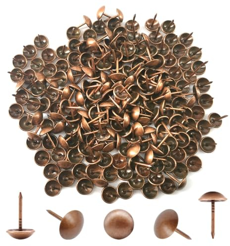 Hocansen 200 chiodi per tappezzeria, 11 x 17 mm, puntine rotonde, per divano, mobili, marcatura (bronzo rosso)
