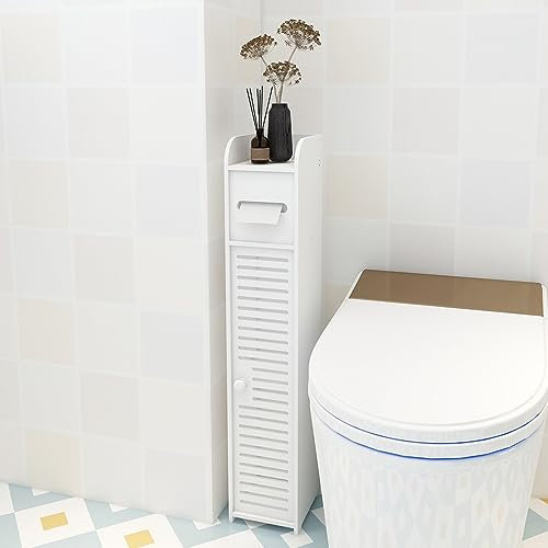 Rigogo Armario auxiliar para baño, 81 x 16 x 16 cm, armario de baño, armario estrecho para salón, dormitorio, pasillo