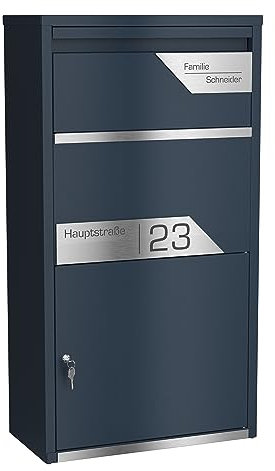 Graviers Design Buzón para paquetes, personalizado, de acero pulverizado, con placa de identificación de acero inoxidable, grabado, buzón, bloqueo de retorno, para paquetes, cartas, diseño 8