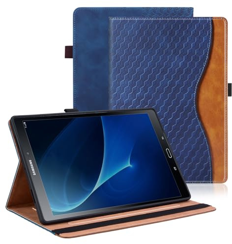 Vkooer Hülle für Samsung Galaxy Tab A6 10.1 Zoll (2016) Schutzhülle SM-T580/T585 PU Ledertasche Folio Cover Case mit Auto Schlaf/Aufwach Kartentasche für Samsung Tab A 10.1 2016 - Marineblau