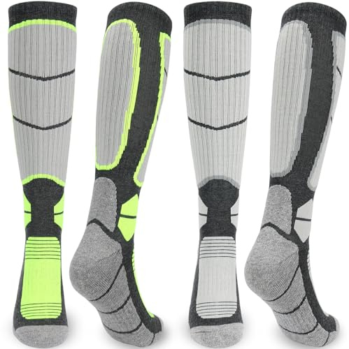 KOOOGEAR Ski Socks,Merino Wool Ski Socks for Skiing, Snowboarding,Outdoor Sports Thermal Ski Sock,4-7 9-12 2Pairs