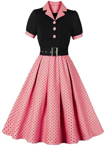 Wellwits Women's Polka Dots Work Party Vintage Blazer Dress | Multi-Color Options,Multi-Occasion,Office Lady,Birthday Party,Cocktail,Wedding,Christmas,Summer,Stretchy Top