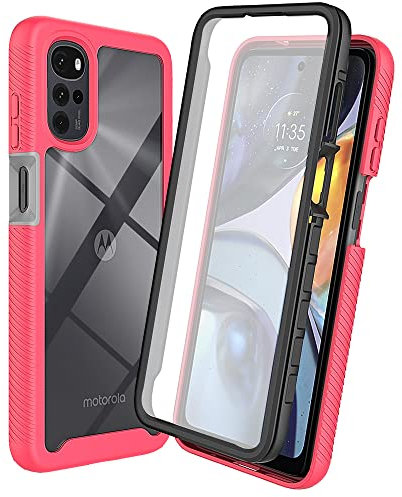 XINNI Funda para Motorola Moto G22 Antichoques 360 Grados con Protector Pantalla Integrado Robusto Doble Cara Bumper Transparente Case Completa Carcasa, Rosa