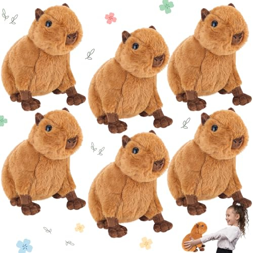 Simgoing 6 Pcs Capybara Plushies - 7.48 Inch Soft Cute Capybara Stuffed Animal Toys for Animal Themed Parties & Gifts