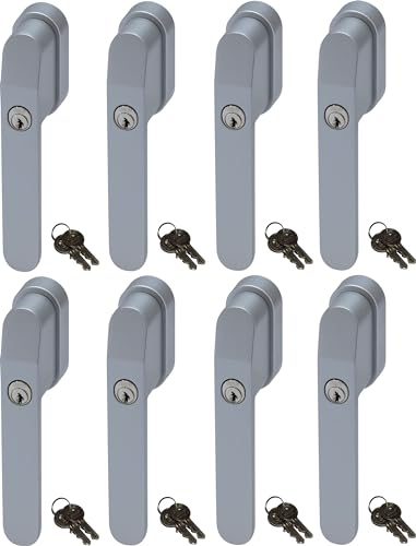 ABUS FG400S, abschließbarer Fenstergriff in Silber im Set 8 Stück, alle gleichschließend AL0145 mit sechzehn Schlüsseln