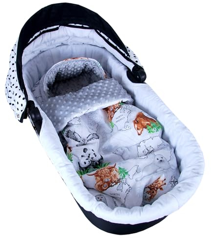 BabyLux FUßSACK 90cm Minky Babyschale Kinderwagen Buggy Jogger Herbst Sommer Frühling (26. Weltentdecker - Kontinente)